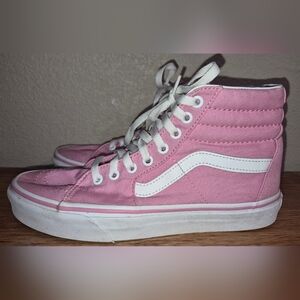 Vans Sk8-Hi Canvas Prism Pink / True White High-Top Shoe Men's 7.5 Womens Size 9